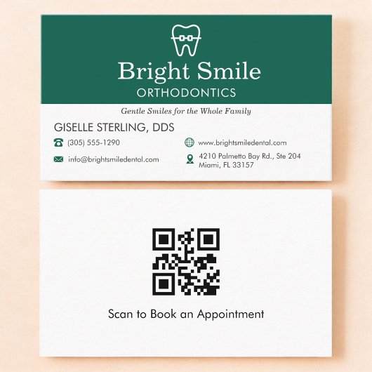 QR Code Dentist & Orthodontics Office Braces Logo Visitenkarte