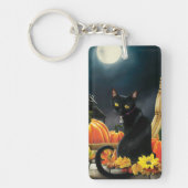 QR-Code der Black Halloween-Katze Schlüsselanhänger (Vorderseite)