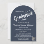 QR-Code der Graduierungspartei QR des Navy Blue Ar Einladung (Vorderseite)