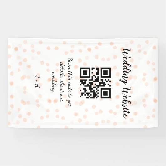 QR-Code der Hochzeitwebsite für Details orange Banner (Horizontal)