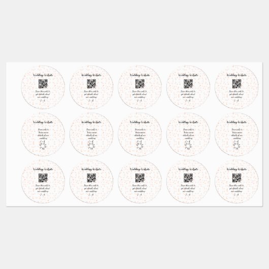 QR-Code der Hochzeitwebsite für Details orange Etiketten (Blatt)