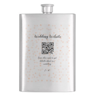 QR-Code der Hochzeitwebsite für Details orange Flachmann