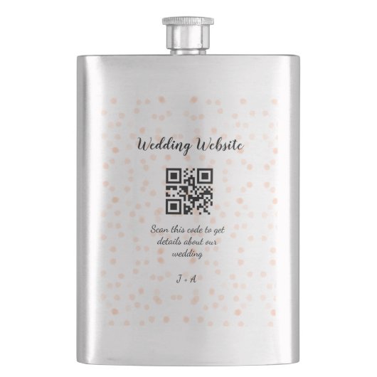QR-Code der Hochzeitwebsite für Details orange Flachmann (Vorderseite)