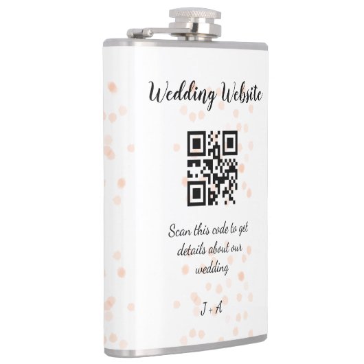 QR-Code der Hochzeitwebsite für Details orange Flachmann (Rechts)