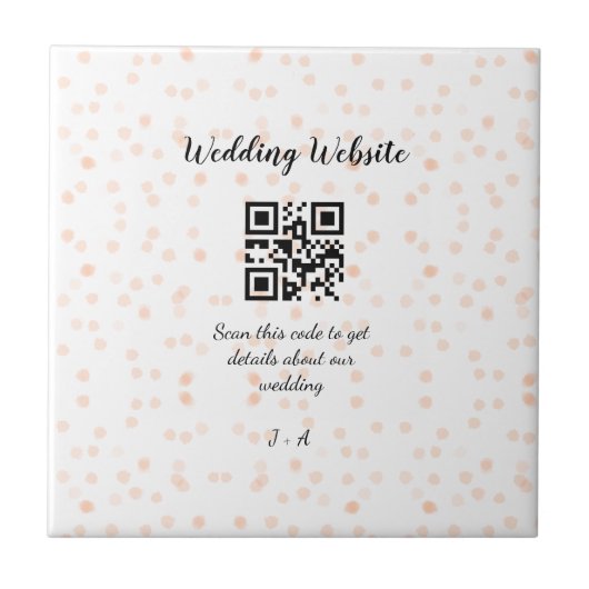 QR-Code der Hochzeitwebsite für Details orange Fliese (Vorderseite)