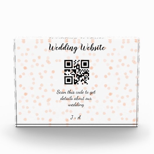 QR-Code der Hochzeitwebsite für Details orange Fotoblock (Vorderseite)