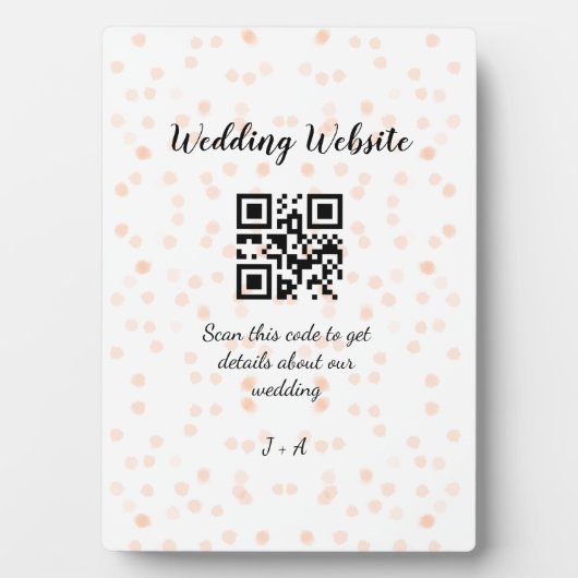 QR-Code der Hochzeitwebsite für Details orange Fotoplatte (Vorderseite)