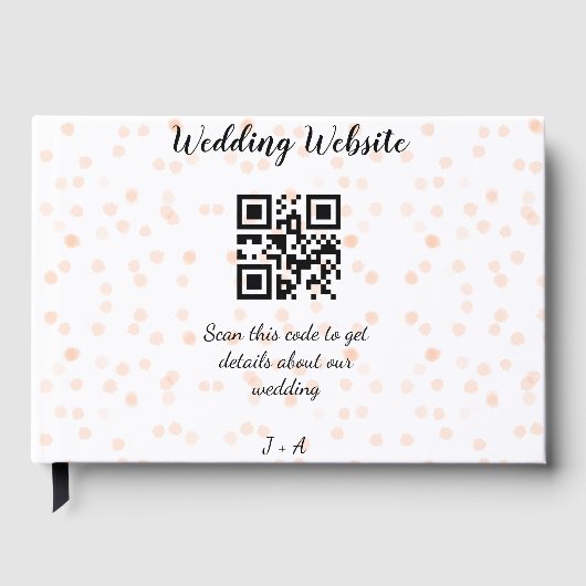 QR-Code der Hochzeitwebsite für Details orange Gästebuch (Vorderseite)