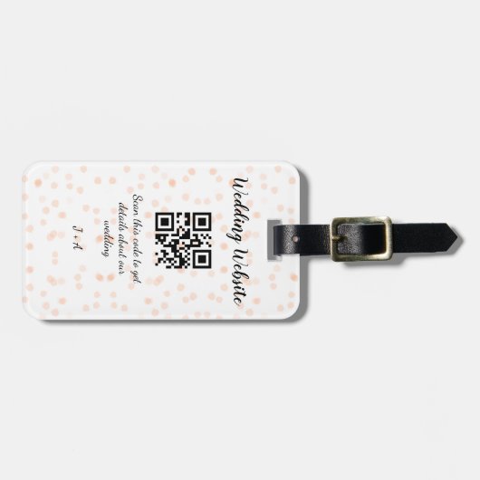 QR-Code der Hochzeitwebsite für Details orange Gepäckanhänger (Vorderseite horizontal)