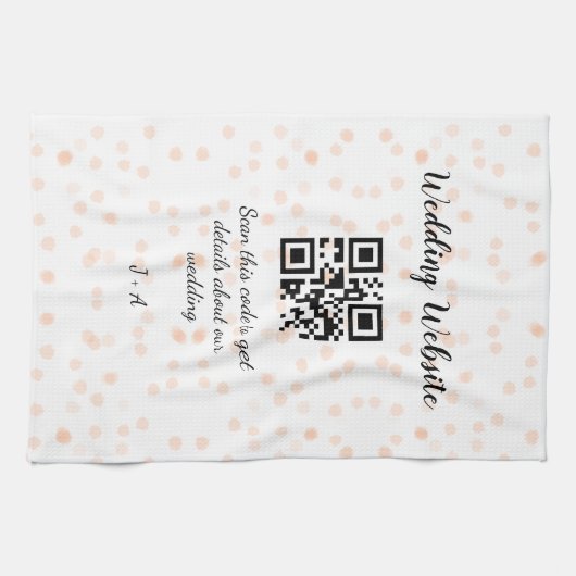 QR-Code der Hochzeitwebsite für Details orange Geschirrtuch (Horizontal)