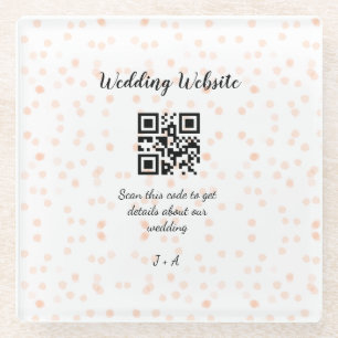 QR-Code der Hochzeitwebsite für Details orange Glasuntersetzer