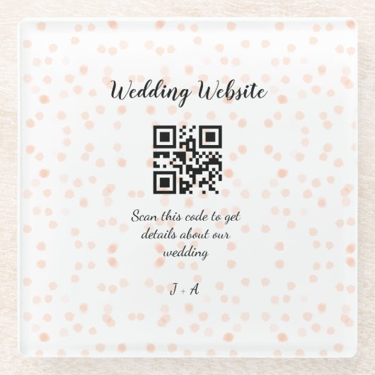 QR-Code der Hochzeitwebsite für Details orange Glasuntersetzer (Vorderseite)