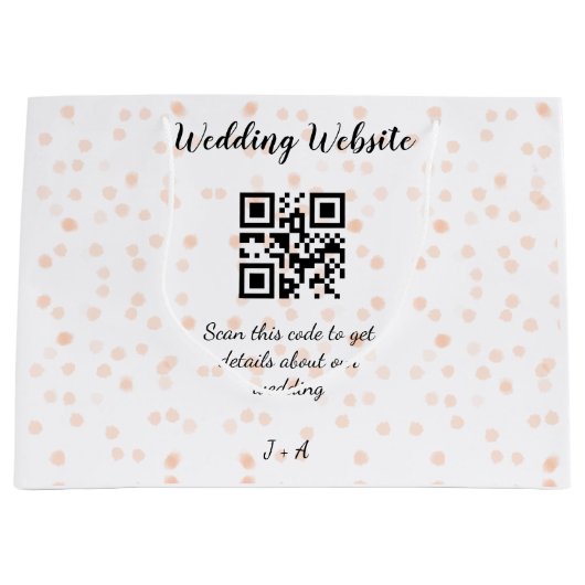 QR-Code der Hochzeitwebsite für Details orange Große Geschenktüte (Vorderseite)