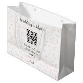 QR-Code der Hochzeitwebsite für Details orange Große Geschenktüte (Vorderseite Schrägansicht)