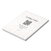 QR-Code der Hochzeitwebsite für Details orange Notizblock (Rotiert)
