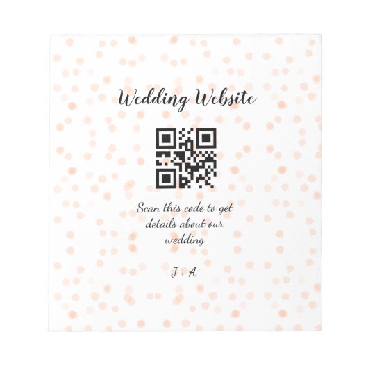 QR-Code der Hochzeitwebsite für Details orange Notizblock (Vorderseite)