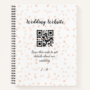 QR-Code der Hochzeitwebsite für Details orange Notizblock