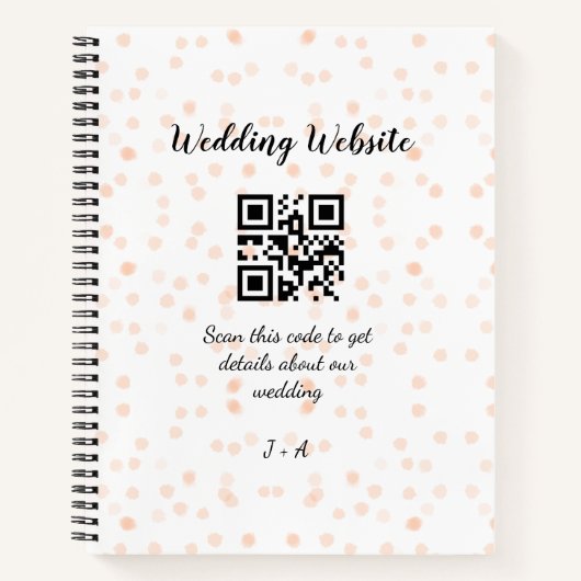 QR-Code der Hochzeitwebsite für Details orange Notizblock (Vorderseite)