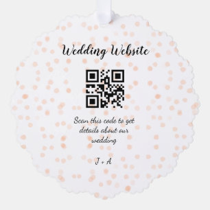 QR-Code der Hochzeitwebsite für Details orange Ornament Karte