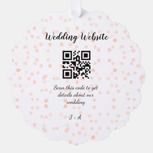 QR-Code der Hochzeitwebsite für Details orange Ornament Karte (Vorderseite)