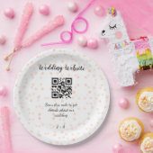 QR-Code der Hochzeitwebsite für Details orange Pappteller (Party)