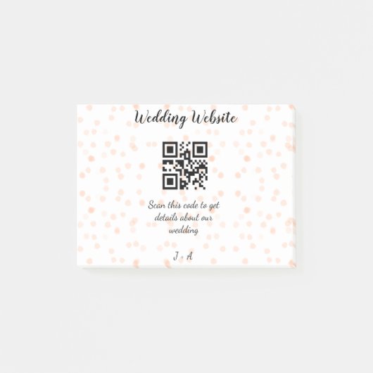 QR-Code der Hochzeitwebsite für Details orange Post-it Klebezettel (Vorderseite)