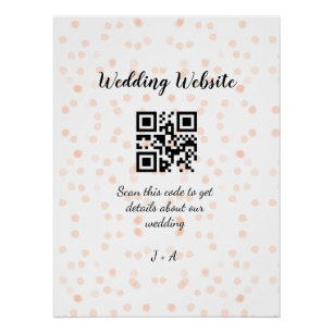 QR-Code der Hochzeitwebsite für Details orange Poster