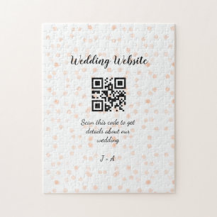 QR-Code der Hochzeitwebsite für Details orange Puzzle