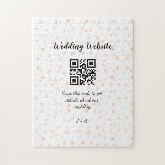 QR-Code der Hochzeitwebsite für Details orange Puzzle (Vertikal)