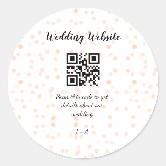 QR-Code der Hochzeitwebsite für Details orange Runder Aufkleber (Vorderseite)