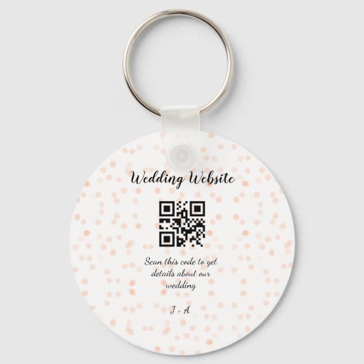 QR-Code der Hochzeitwebsite für Details orange Schlüsselanhänger (Vorderseite)
