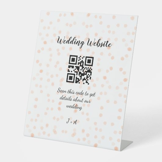 QR-Code der Hochzeitwebsite für Details orange Sockelschild (Vorderseite)