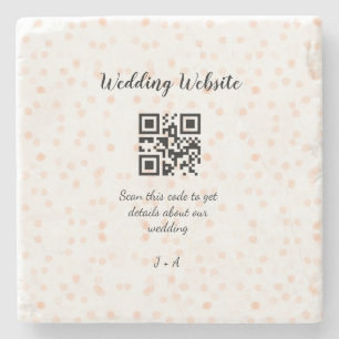 QR-Code der Hochzeitwebsite für Details orange Steinuntersetzer