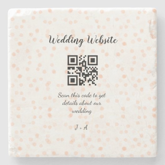 QR-Code der Hochzeitwebsite für Details orange Steinuntersetzer (Vorderseite)