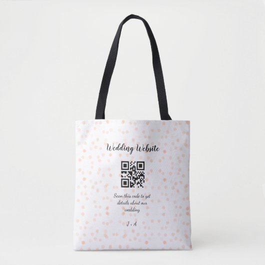 QR-Code der Hochzeitwebsite für Details orange Tasche (Vorderseite)