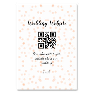 QR-Code der Hochzeitwebsite für Details orange Tischnummer