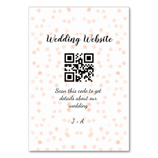 QR-Code der Hochzeitwebsite für Details orange Tischnummer (Vorderseite)