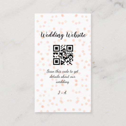 QR-Code der Hochzeitwebsite für Details orange Visitenkarte (Vorderseite)