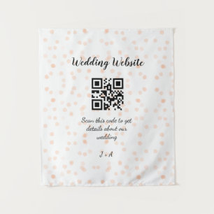 QR-Code der Hochzeitwebsite für Details orange Wandteppich
