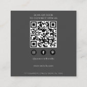 QR-Code der Minimalistischen Camera QR für Graues  Quadratische Visitenkarte (Rückseite)