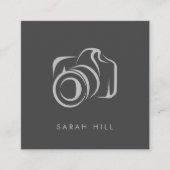 QR-Code der Minimalistischen Camera QR für Graues  Quadratische Visitenkarte (Vorderseite)