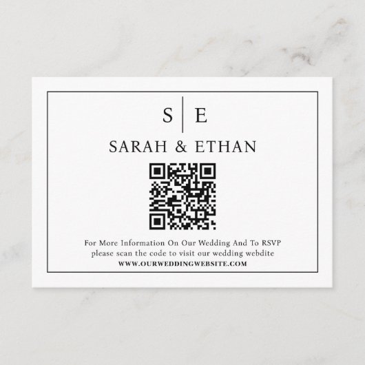 QR-Code der Minimalistischen Hochzeitspartei Begleitkarte (Vorderseite)