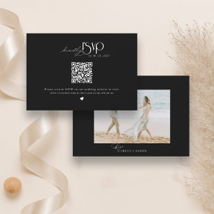 QR-Code der Minimalistischen Hochzeitwebsite RSVP Karte