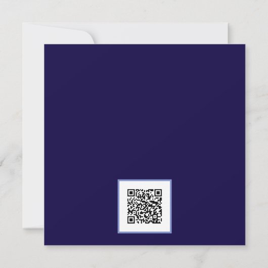 QR-Code der Nacht vor blauem Hydrangea Einladung (Rückseite)