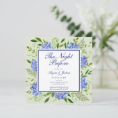 QR-Code der Nacht vor blauem Hydrangea Einladung (Stehend Vorderseite)