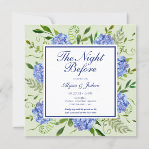 QR-Code der Nacht vor blauem Hydrangea Einladung