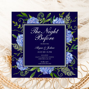 QR-Code der Nacht vor blauem Hydrangea Einladung