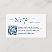 QR-Code der RSVP-Website für Navy Blue Budget Begleitkarte (Vorderseite)