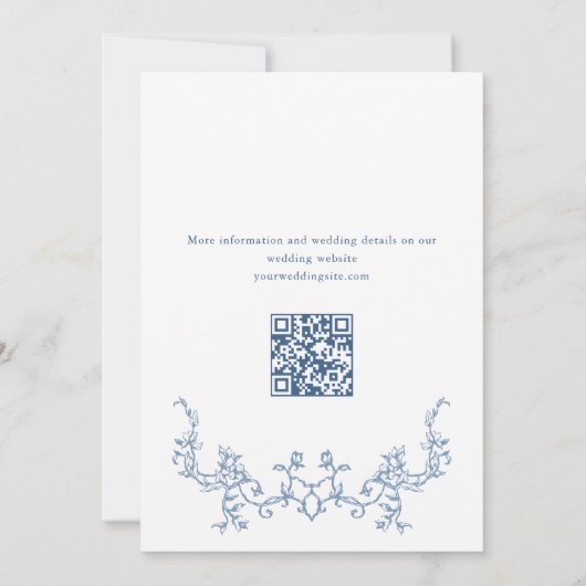 QR-Code der viktorianischen Dusty Blue ENGAGEMENT Einladung (Rückseite)
