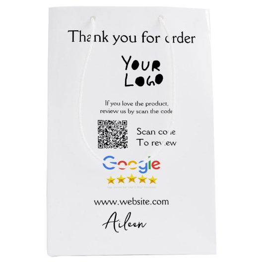 QR-Code der Website des Google-Reviews Mittlere Geschenktüte (Vorderseite)